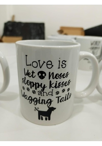 Lexroo Love Is Wet Noses Wagging Tails Kupa - Köpek Sevgisi Seramik Bardak Pet Hediyesi 325ml Çok Renkli
