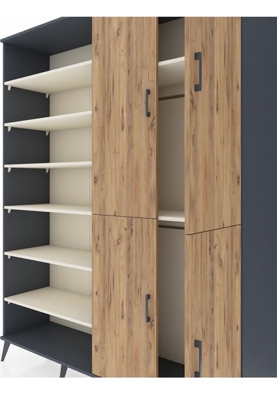 Hyperion Gardrop 8 Raflı 4 Kapaklı 2 Askılı 176x44x221 Antrasit-çam/aytaşı Çam/aytaşı Hyperion Gardrop 8 Raflı 4 Kapaklı 2 Askılı 176x44x221 Antrasit-çam/aytaşı Çam/aytaşı