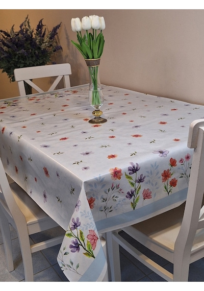 Elyaflı Pvc Muşamba - Desenli Silinebilir Masa Örtüsü Gri Mrl122 Mavi