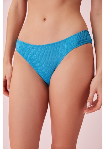 Suwen Yanı Pileli Dokulu Bikini Alt Sb24560t1321 Mavi