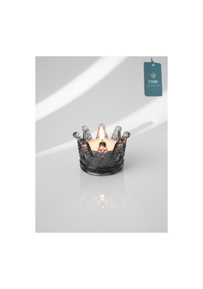 Chacha Home Luxury Royal Crown Mumluk Ve Tealight Mum Tutucu 1 Adet Gri