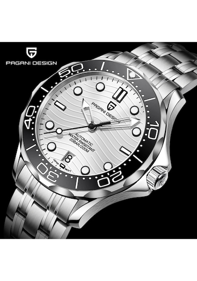 Pagani Design Pd-1685 Seamaster 42mm 200m Su Geçirmez Japon Nh35 Otomatik Mekanik Saat Safir Kristal Çelik Saat Siyah - Beyaz