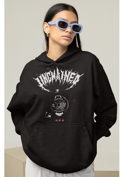 Sevbano Tasarım Bodybuilding Fitness Baskılı Unisex Oversize Sporcu Hoodi Siyah