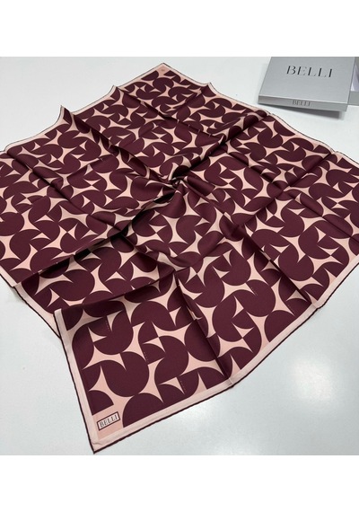 Belli Twill İpek Eşarp 4117-30 Bordo, Pudra Bordo - Pudra
