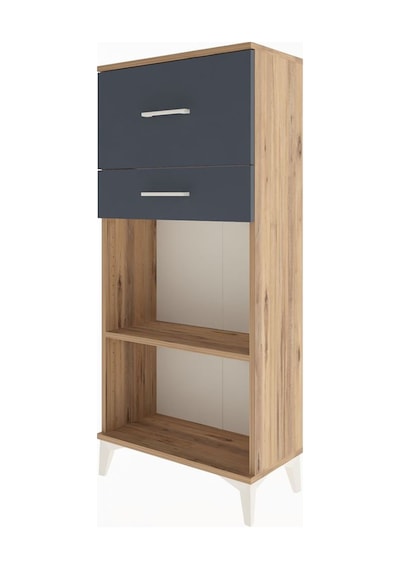 Arges Dolap Tek Raflı 2 Çekmeceli 60x30x134 Çam-antrasit Çam