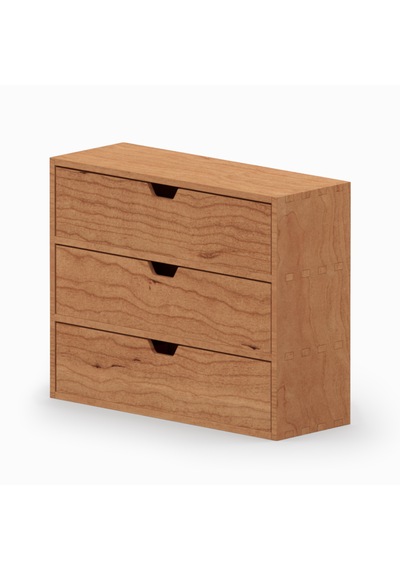 Desna Üç Katlı Üç Çekmeceli Dolap - Kiraz 34 Cm Uzunluk X 12.1 Cm Derinlik X 27.2 Cm Woodsaka Doğal Ahşap