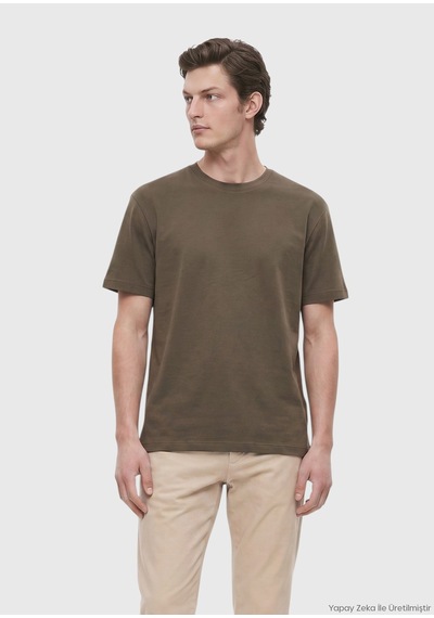 Ramsey Haki Düz %100 Pamuk T-shirt haki khaki