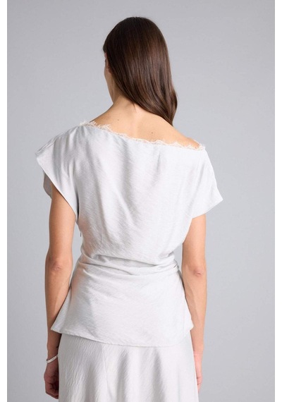 Defacto Fıtted Kayık Yaka Kısa Kollu Bluz H2052ax26spgr294 Gri-gr294