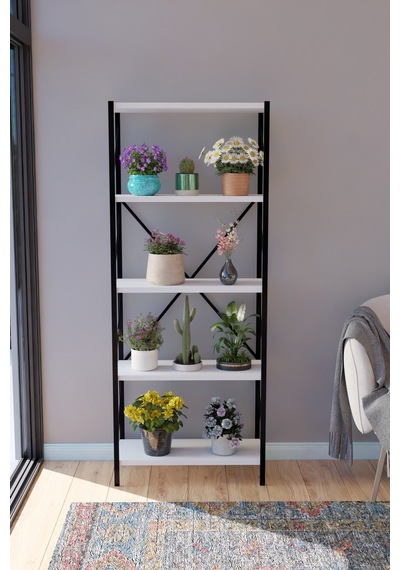 Titan Saksılık Saksı Çiçek Standı Rafı Dekoratif Çok Amaçlı Saksılık 150x60cm Beyaz Beyaz