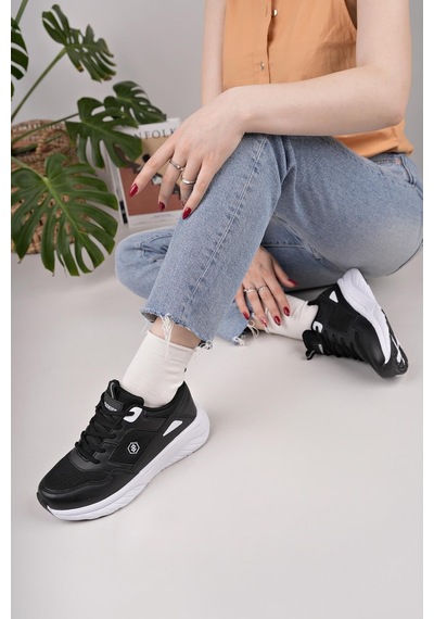 Nesilshoes Nesil Shoes Queen 2105 Siyah Beyaz Kadın Senakers Siyah&beyaz