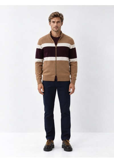 Xint Camel Regular Fit Bomber Yaka Pamuk Hırka 801772