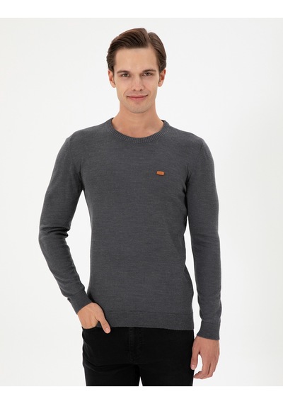 U.S. Polo Assn. Erkek Slim Fit Bisiklet Yaka Antrasit Melanj Kazak 50297040-VR081