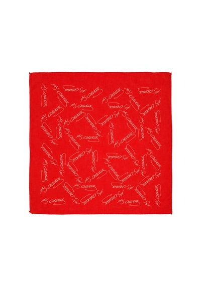 Herşeynota Atatürk İmza Desenli Kırmızı %100 Pamuk Fular Bandana 52x52 Cm Okul, Etkinlik, Tören, Gösteri Çok Renkli