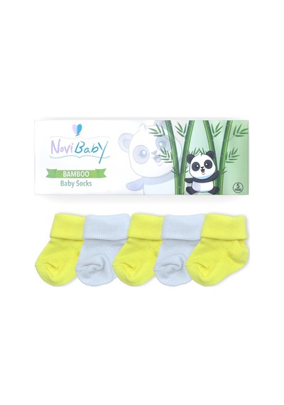 Novibaby 5'li Bambu Yenidoğan Bebek Çorabı I Sunshine I 0-6 ay "Karışık Renkli"
