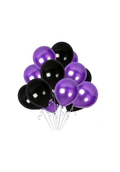 Metalik Mor Siyah Balon 12 İnç 10 Adet