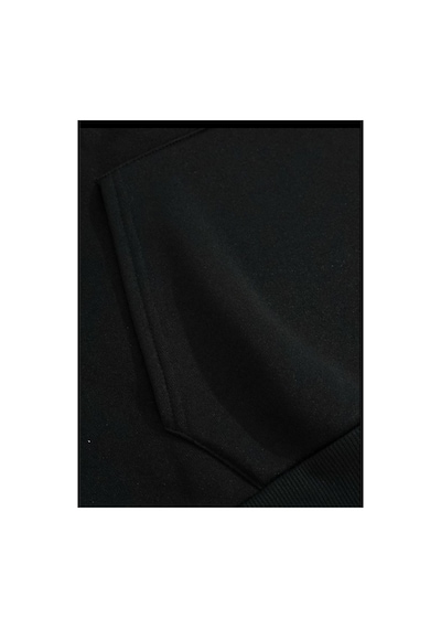 Caddekombin Gülen Yüz Baskılı Yumuşacık Sweatshirt Siyah