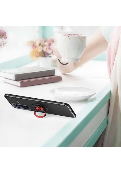 Oppo A96 4G Kılıf Zore Ravel Yüzüklü Silikon Kılıf