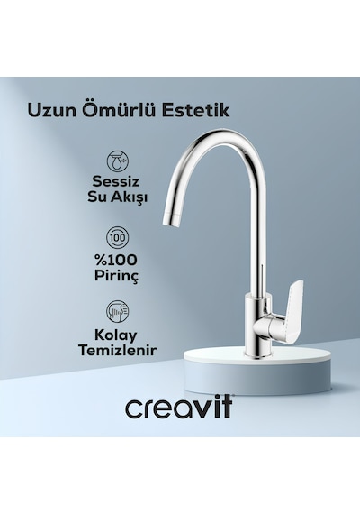 Creavit Solo Lavabo Banyo Eviye Bataryası 3'lü Set SO1500-SO2500-SO8500 Krom