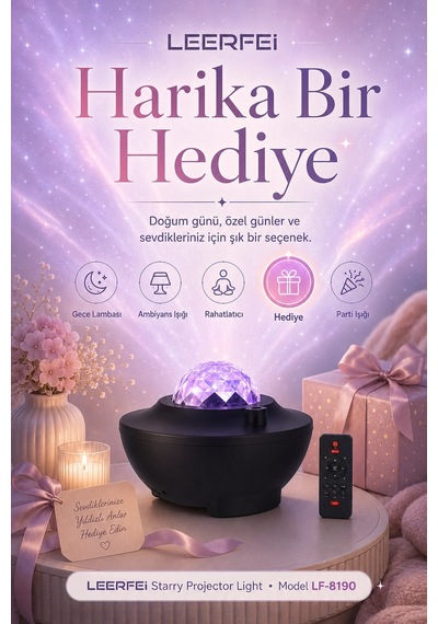 Fm Destekli Yıldız Projektör Işığı Gece Lambası Rahatlatıcı Ortam Aydınlatmalı Çok Renkli