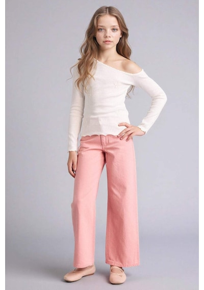 Defacto Wıde Leg Gabardin Pantolon Kız Çocuk G7744a826sppn111 Pembe-pn111