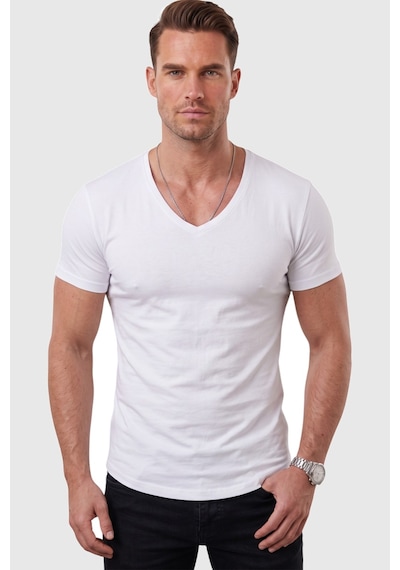 Rizzup Beyaz Erkek Slim Fit Derin V Yaka Basic Tişört %90 Pamuk Likralı Asimetrik Kesim 2602265 Rizzup Beyaz Erkek Slim Fit Derin V Yaka Basic Tişört %90 Pamuk Likralı Asimetrik Kesim 2602265