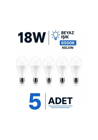 18w E27 Led Ampul 6500k Beyaz Işık 5 Adet Yüksek Aydınlatma Lamba Diğer