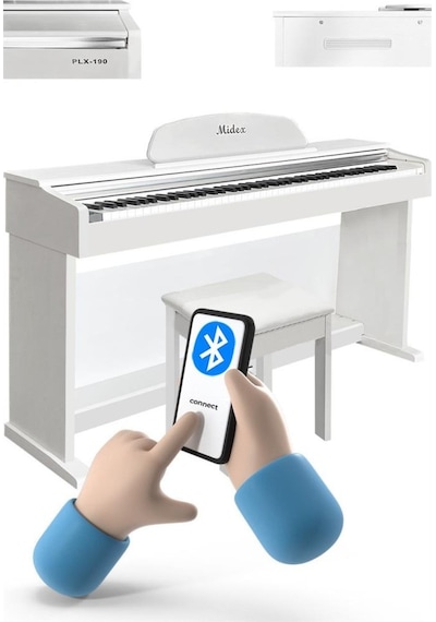 Midex Plx-190wh Dijital Piyano 88 Tuşlu Beyaz Tuş Hassasiyetli Bl