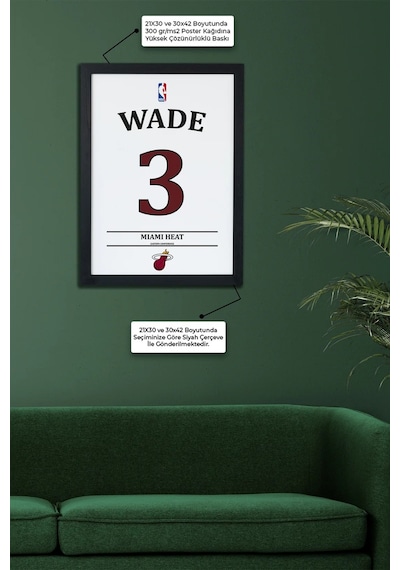 Dwyane Wade Tasarımlı Siyah Çerçeveli Tablo Poster
