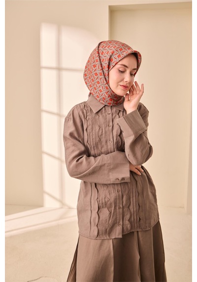 Silk Home Twill İpek Eşarp 11479-21 Parlak Turuncu, Vizon