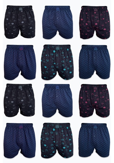 Malabadi Erkek 12 Li Premium Collection Desenli Geniş Kalıp Modal Boxer 12m254 DESENLİ