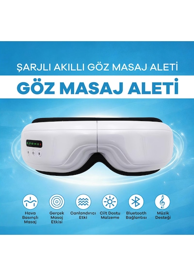 Eldi Medikal Göz Yorgunluğu İçin Isıtmalı Hava Basınçlı Bluetoothlu Akıllı Göz Masaj Cihazı