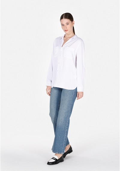 Colin's Colins Regular Fit Shirt Neck Düz Kadın Beyaz Roll-up Gömlek Cl1073413 Q1.v1 Wht Beyaz