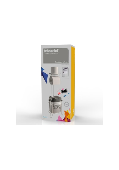 Tekno Tel Mg-098 Ayaklı Yedekli Wc Kağıtlık + Çöp Kovası Siyah