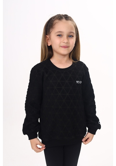 Toontoy Kids Toontoy Unisex Çocuk Nakışlı Sweatshirt Siyah