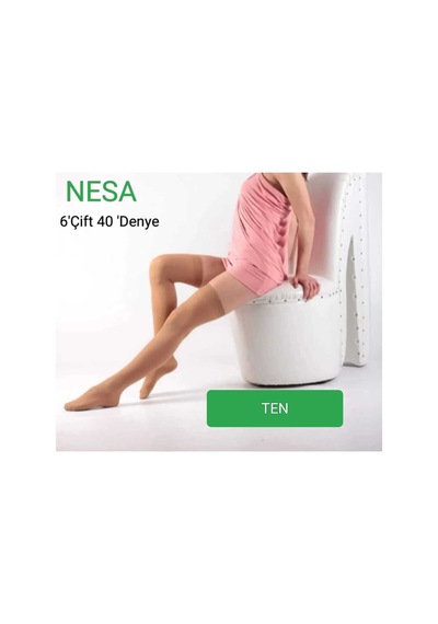 Nesa 6' Çift Öğretmen Çorabı 40'den Dizüstü Tül Çorap - 57 Ten-ekonomik- Ten