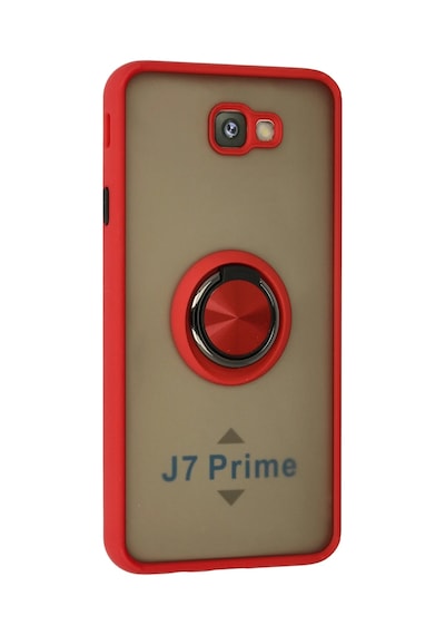 Newface - 972 - Samsung Galaxy Uyumlu J7 Prime Kılıf Montreal Yüzüklü Silikon Kapak - Csmo-tex - - Kırmızı