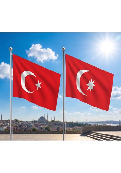 Osmanlı İmparatorluğu Bayrağı Ve Alpaka Kumaş Türk Bayrağı 2'li Set 70x105cm Diğer