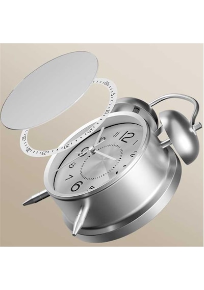 Yüksek Sesli Alarmlı Saat Büyük Boy Nostaljik Analog Çalar Saat Fosforlu Işıklı Alarmlı Metal Gövde Akar Saniyeli Sessiz Şarjlı Pilli Saat Ht-860 Beyaz