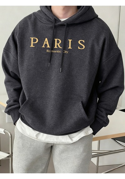 Startmore Startmoreparis Romantik Şehir Baskılı Erkek Rahat Günlük Sweatshirtler Spor Yumuşak Kapüşonlu Üstler S Antrasit