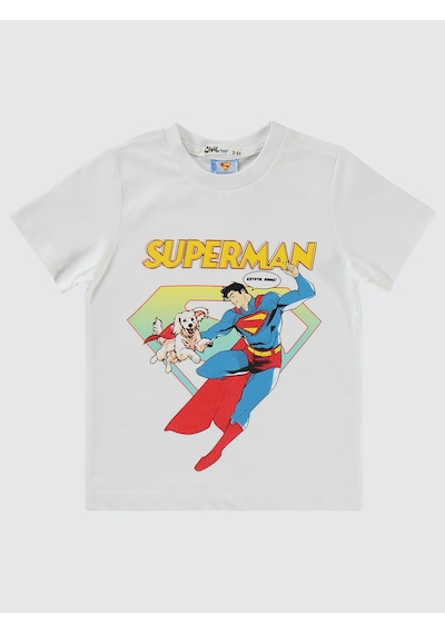 Superman Erkek Çocuk Takım 2-5 Yaş Beyaz