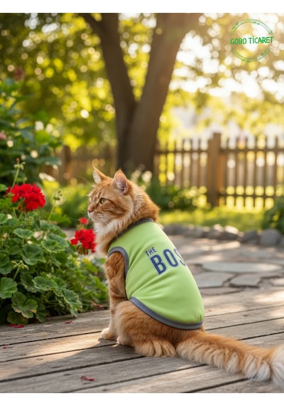 Yeşil The Boss Patron Yazılı Kedi Ve Köpek Kıyafeti Tişörtü Elbisesi Medium/m/beden 2