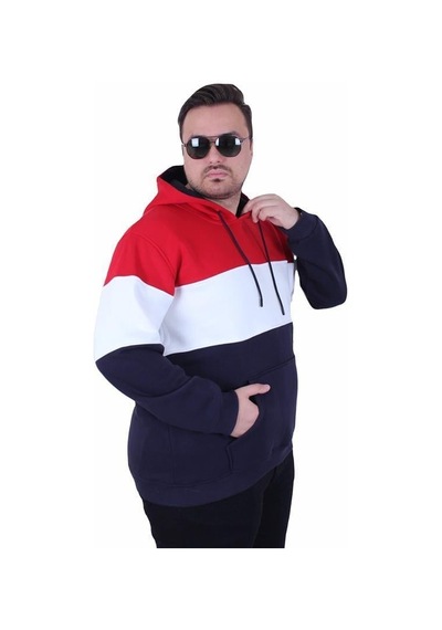 Starbattal Büyük Beden Kapüşonlu 3ip Sweat Mg 25725 Kırmızı Kırmızı