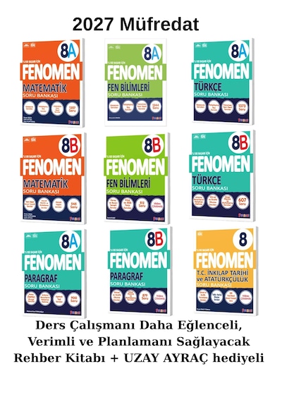 2027 Fenomen 8. Sınıf 9 Lu A-b Tüm Dersler Soru Bankası Seti Planlama Kitabı Ve Uzay A. Hdyli