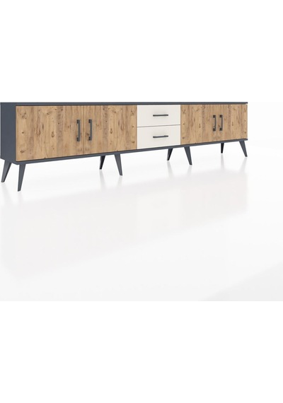 Arges Tv Ünitesi 2 Raflı 2 Çekmeceli 4 Kapaklı 220x30x51 Antrasit-çam/aytaşı Atlas Çam/aytası - Antrasıt Arges Tv Ünitesi 2 Raflı 2 Çekmeceli 4 Kapaklı 220x30x51 Antrasit-çam/aytaşı Atlas Çam/aytası - Antrasıt