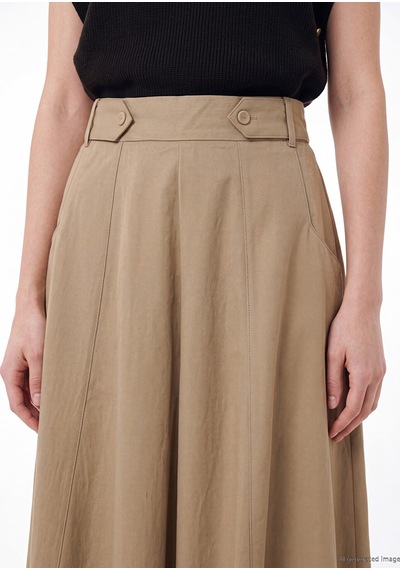 Lcw Modest Bej Beli Lastikli Gabardin Kloş Etek