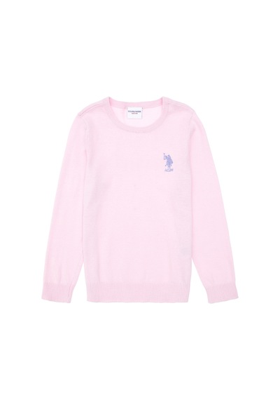 U.S. Polo Assn. Kız Çocuk Pembe Bisiklet Yaka Basic Kazak 50288945-VR041