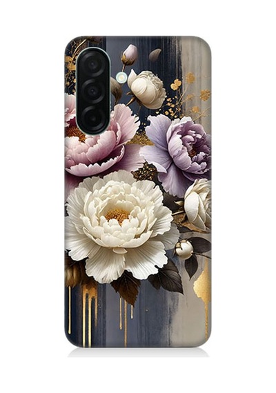 Samsung Galaxy A56 Uyumlu Altın Gölge Peony Büyüsü Desenli Silikon Kılıf Çok Renkli