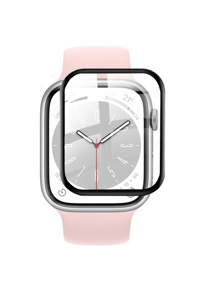 Apple Uyumlu  Watch 8 45 mm Tam Kaplayan Ekran Koruma 3D Film Siyah