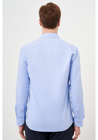 Morven Erkek A. Mavi Pamuk Baskılı Desenli İtalyan Yaka Slim Fit Gömlek 24mc004100311 A. Mavi