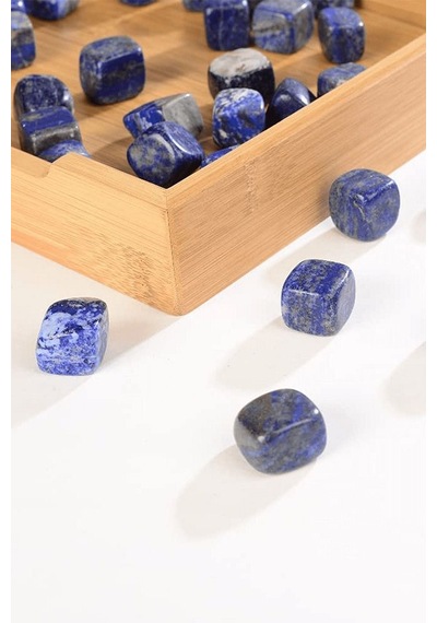 Tamburlanmış Küp Doğal Lapis Lazuli Taşı Kütle Parça